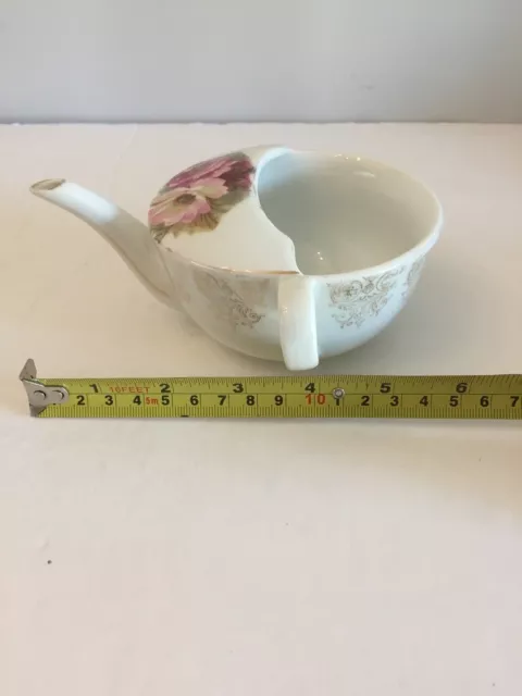 Vintage Antique Porcelain Invalid Feeder Cup with Floral Design & gilding