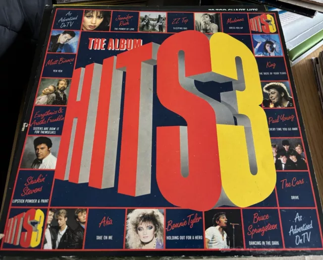 Vintage "The Hits Album 3" Various Artists Vinyl LP record album (1985)