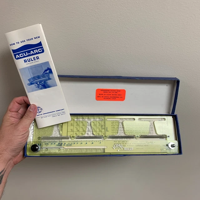 Acu-Arc Adjustable Radius Ruler Hoyle Products Engineer w/ Original Box / Manual