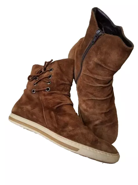 Paul Green High Top Brown Suede Leather Sneakers Booties US 7.5 Austria