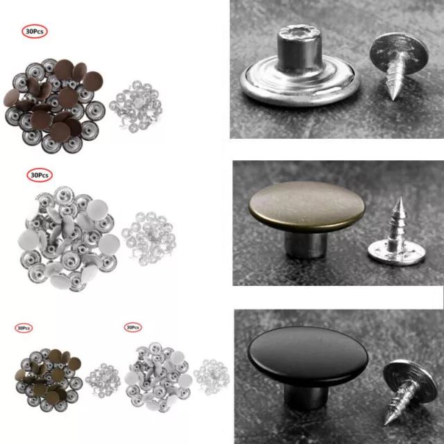 30 Metal Copper Replacement Tack Press Buttons w/Rivets for Jeans Pants 17mm