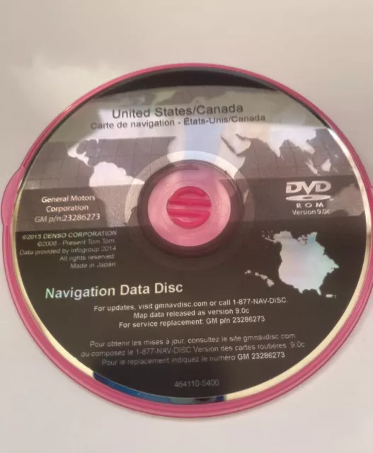 NEWEST GM North America Navigation DVD Map Update GM p/n: 23286273 VERSION- 9.0C