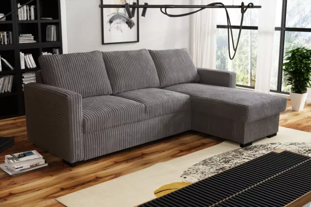 Sofa Bed Universal Left and Right Jumbo Cord Dark Grey Tokio