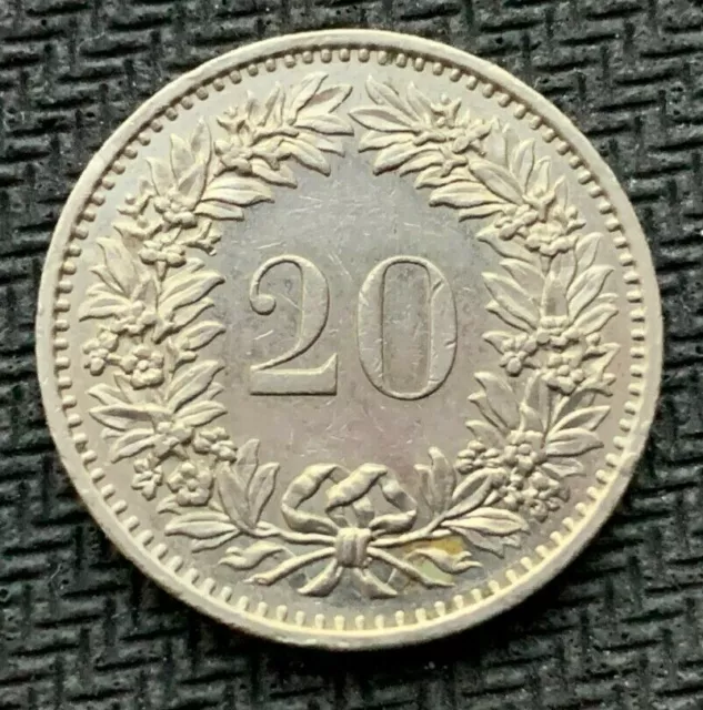 1975 Switzerland 20 Rappen Coin AU UNC  High grade World Coin   #B1240