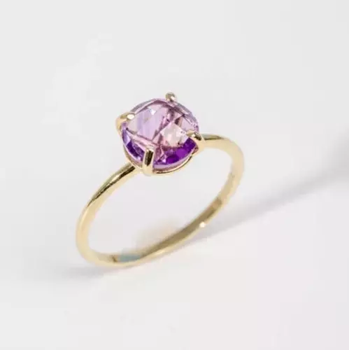 Amethyst Ring 14K Gold Weihnachtsgeschenk für Damen Februar Geburtsstein