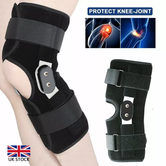 DOUBLE HINGED KNEE Arthritis Support Brace Guard Stabilizer Black Strap ...