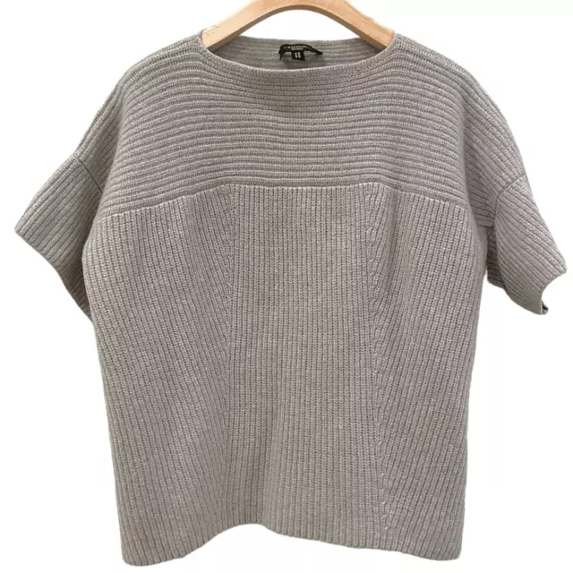 Max Mara Weekend Gray Ribbed Knit Wool Balletcore Short Sleeve Sweater Size Medi