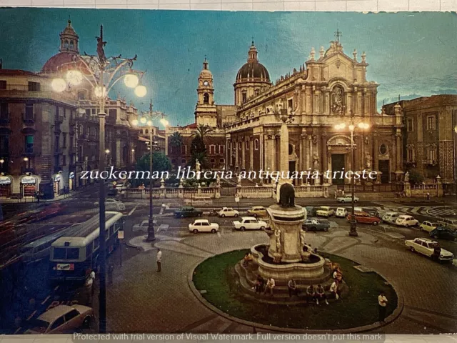 CATANIA Piazza DUOMO cartolina postcard vintage AUTO D’EPOCA viaggiata