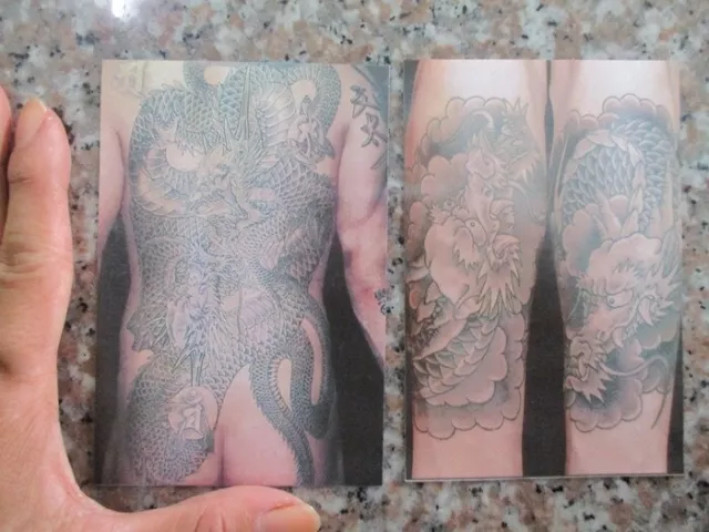 dragones tatuaje cuerpo piel arte imagen japonesa yakuza imagen 8x12 cm diseño menú 2 piezas