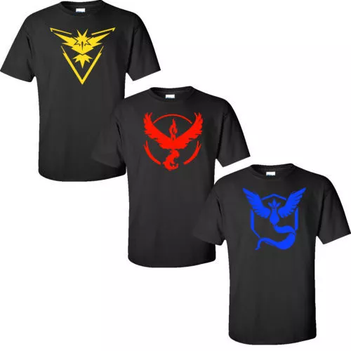 Pokemon Go Team Valor Team Mystic Team Instinct Pokeball T shirt Red Blue S-4XL