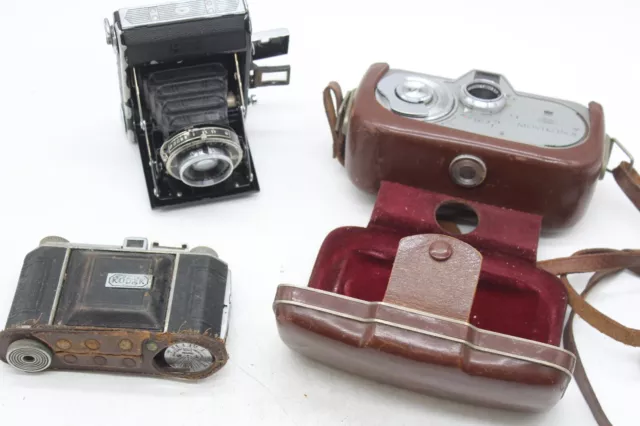 F x3 Antique/Vintage Film Cameras Inc. Zeiss Ikon, Kodak, Movikon 8 etc