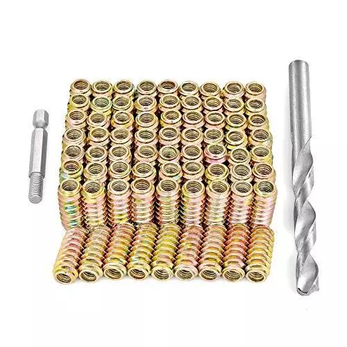 80 Pieces 1/4"20 Flush Nut Inserts Wood Bolt Furniture Headless Screw In Nut Thr