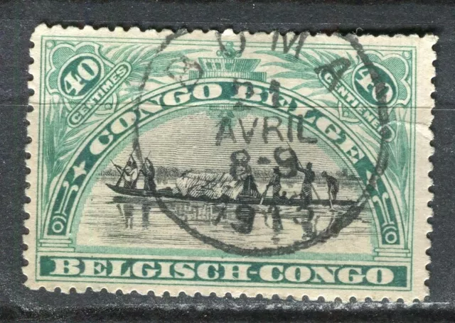 BELGIUM CONGO; Early 1900s Pictorial issue fine used 40c. value, Postmark