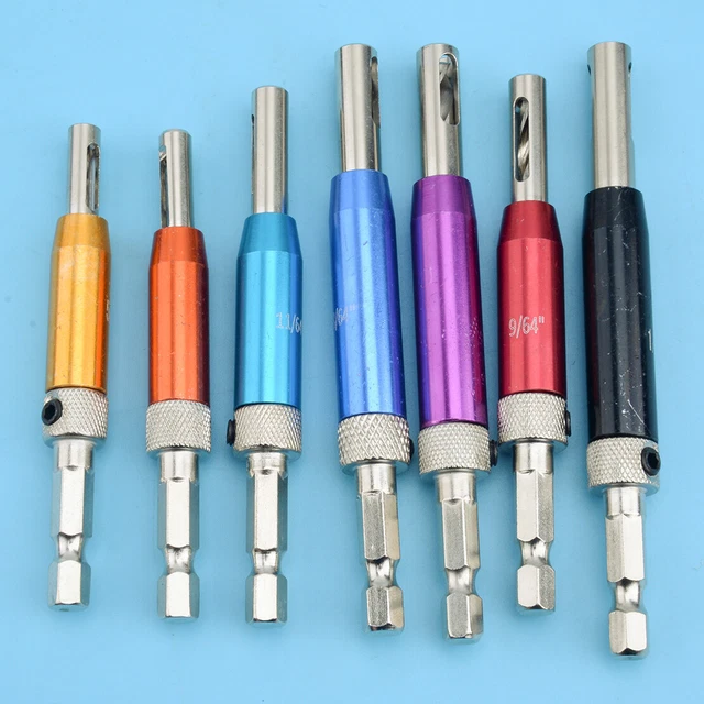 7pcs Self Centering Door Lock Cabinet Hinge Drill Bits Set Pilot Hole Saw Tool