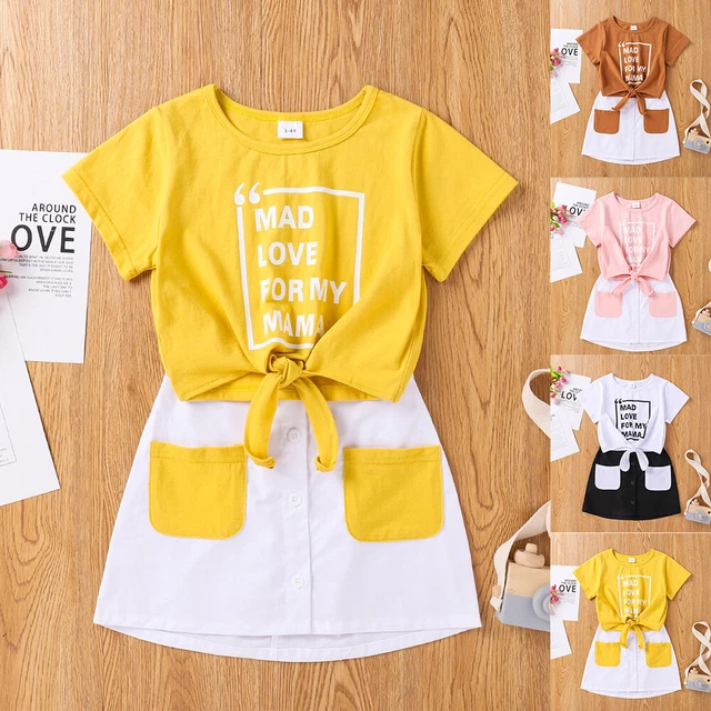 Toddler Baby Kids Girls Summer Clothes T-Shirt Tops Shorts Skirts Outfits Sets