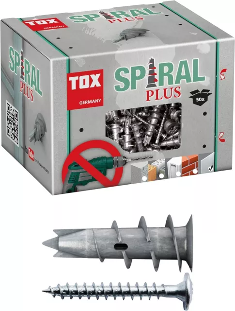 TOX Gipskartondübel Spiral Plus 37-2 + Schraube PH2, 32mm, für Gipskartonplatten