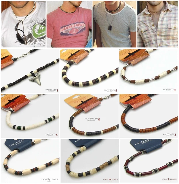 COLLANA SURFISTA Da Uomo Perline Choker Regalo Uomo AUSTRALIANO SPORT WAVE HUNTERS