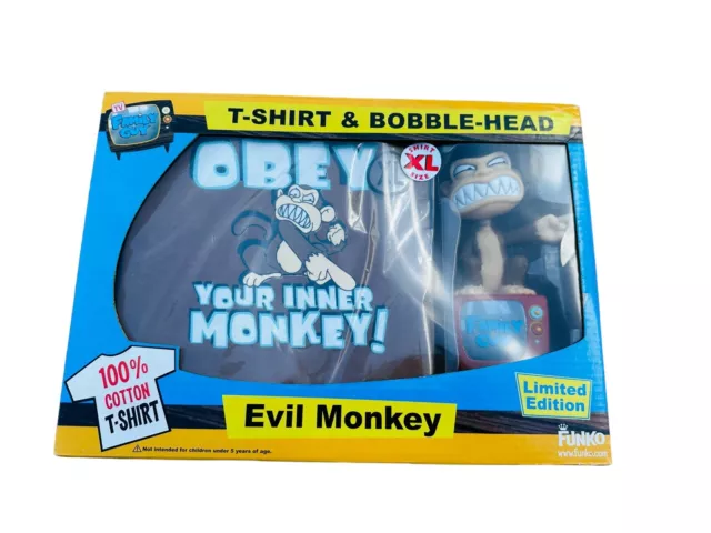 NWB Funko Family Guy Obey Evil Monkey Wacky Wobbler Evil Monkey T-Shirt XL