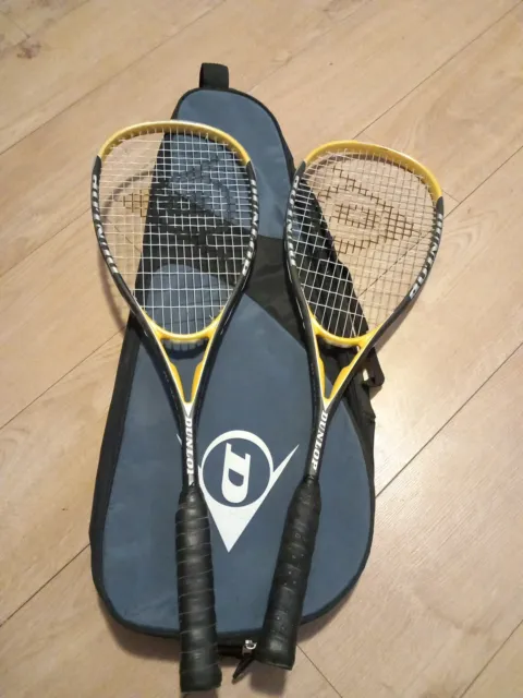 X2 Dunlop Black Max Premium Graphite Oversized Head Squash Racket 500 Sqcm +Case