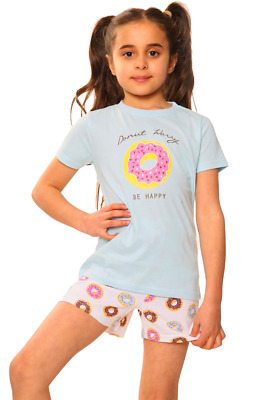 Honesty Girls 'Donut Worry Be Happy' Short Sleeve Top & Short Bottom Pyjamas
