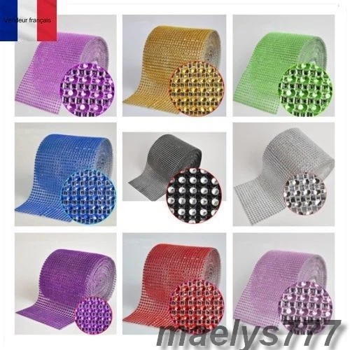 Ribbon Galon Strass Faux Diamant 24 Rangs - 1 Mètre Argenté - Décoration Fêtes & Bijoux