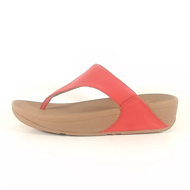 Fitflop Womens Size 7 Lulu Leather Passion Red Wedge Thong Toe Post Sandal