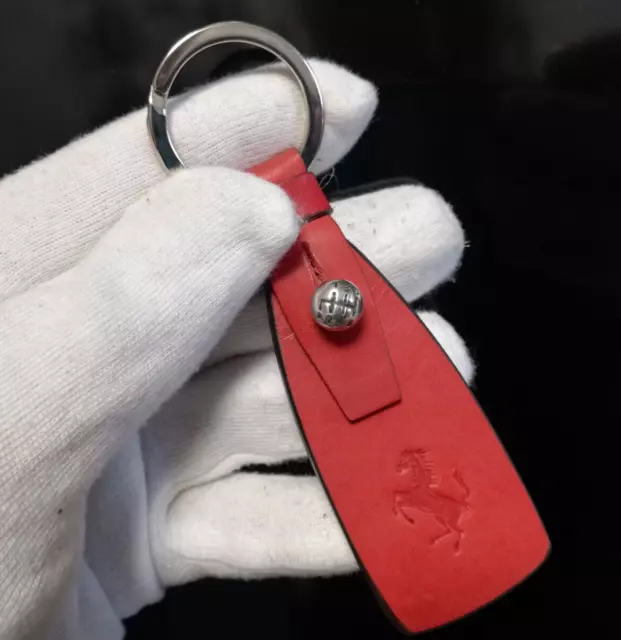 Genuine Ferrari Leather Gear Knob Keychain. Original box. Ferrari Key Ring.