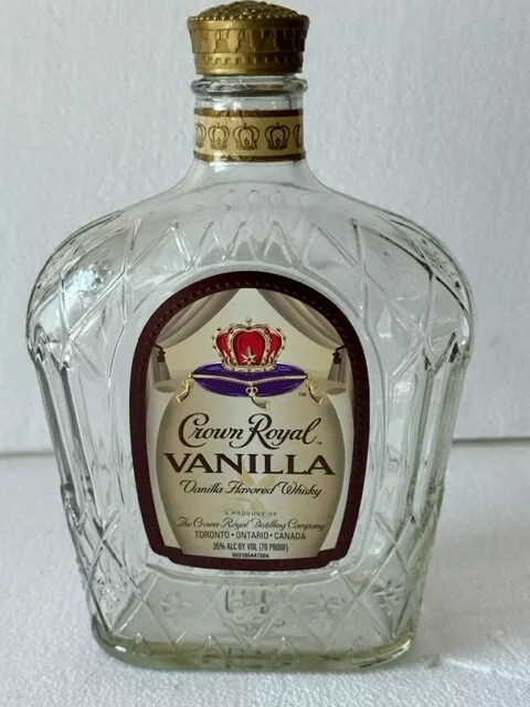 Empty Crown Royal Vanilla Flavored Whiskey Bottle W/Cap 750 Ml