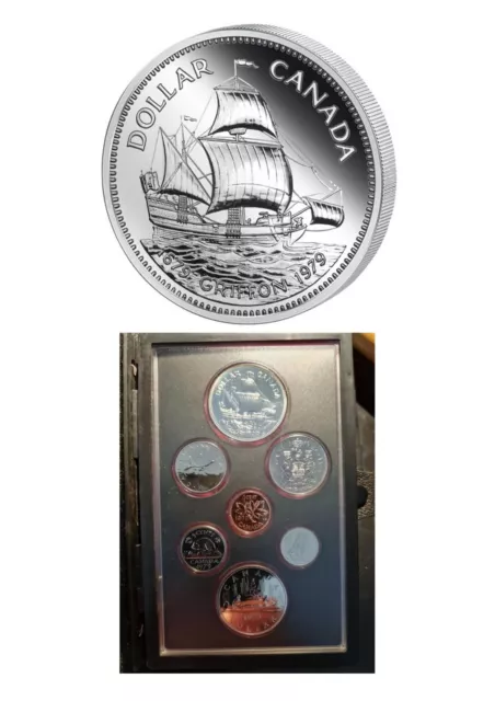 Kanada Canada Dollar Set 1979  - 300 Jahre Segelschiff Griffon - Silber Proof