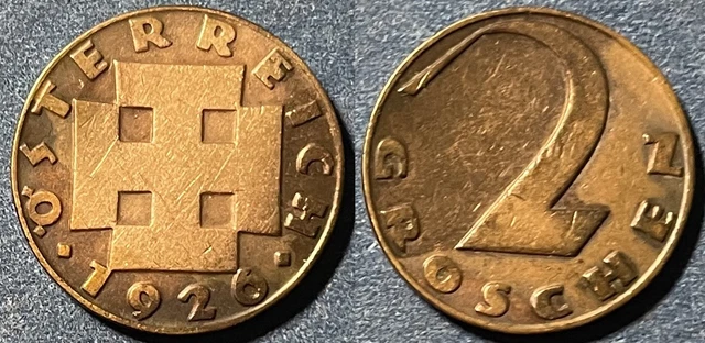 Austria 1926 2 Groschen KM-2837 Bronze XF #1 - US Seller