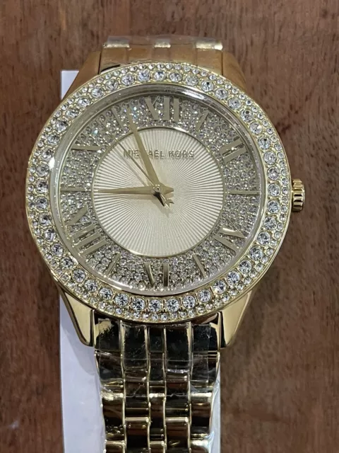 Michael Kors Harlowe Mk4709 Crystal Pave Stainless Steel Women's Watch No Box