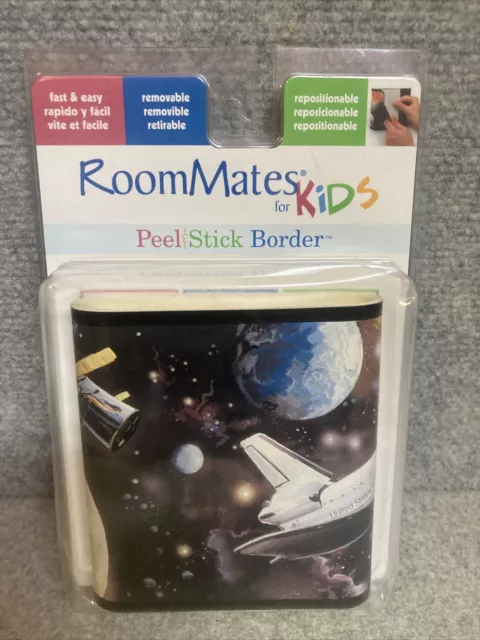 Roommates for Kids Peel and Stick Border nuevo sellado 5 pulgadas x 15 pies NASA cohete espacial