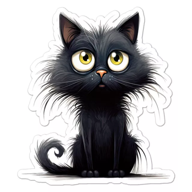 Cute Black Cat Kitten, Vinyl Decal Sticker, Indoor Outdoor, 3 Sizes, #11082