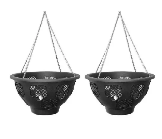 Plastic Hanging Baskets For Plants Flowers Garden Outdoor Hanging Black 15 Inch