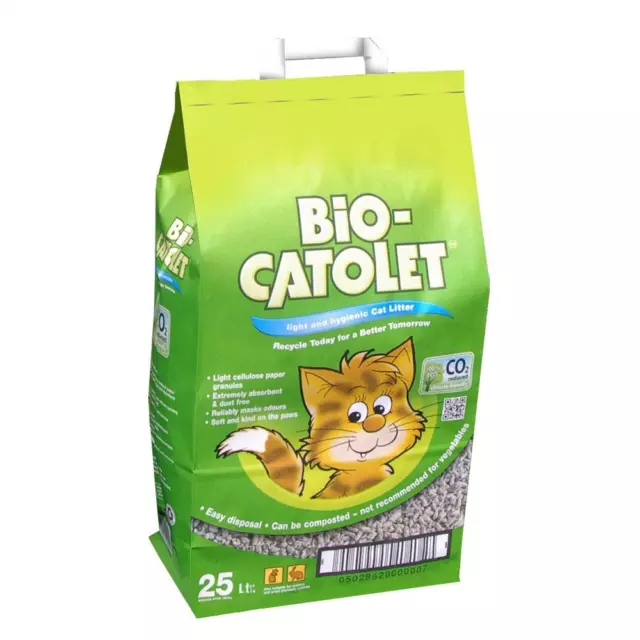 Bio Catolet Streu 25L (100 % Recyclingpapier) saugfähig staubfrei Katzenfutter