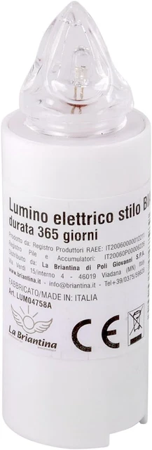 Lumino Elettrico A LED Stilo Pacis - Autonomia 365 Giorni, Luce Bianca Fissa O Intermittente, 9.5x3 Cm