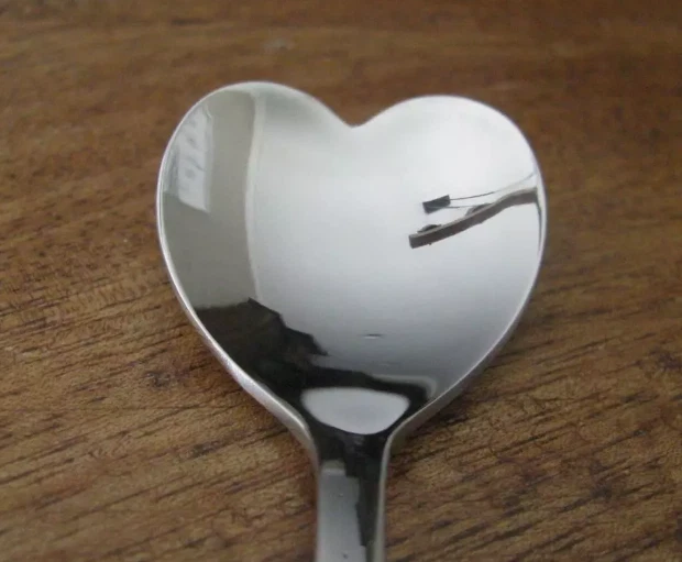 Alessi Delta Heart-Shaped Spoons Lot Of 12 - Italian Design Coffee/Dessert Spoons 5"