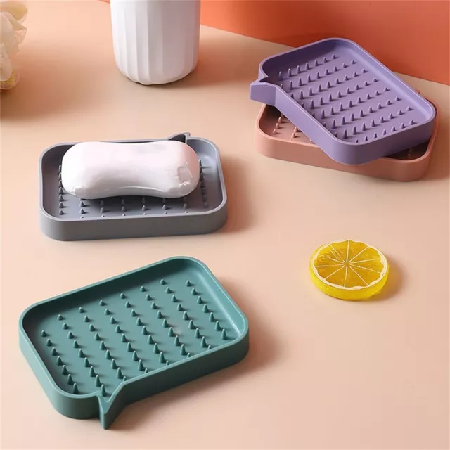 Self Draining Flexible Silicone Soap Tray Non-Slip Soap Dishes Soap Holder