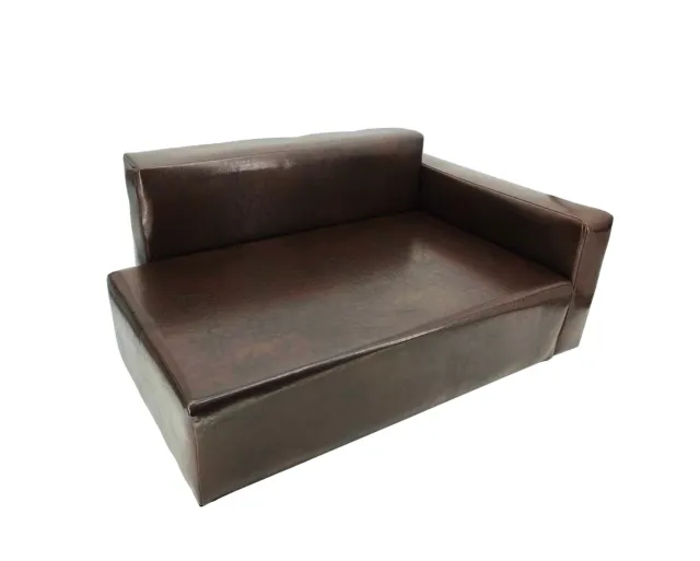 Dog Sofa Bed Brown Synthetic Leather Recliner L Lounge Chair Couch Seat Chaise
