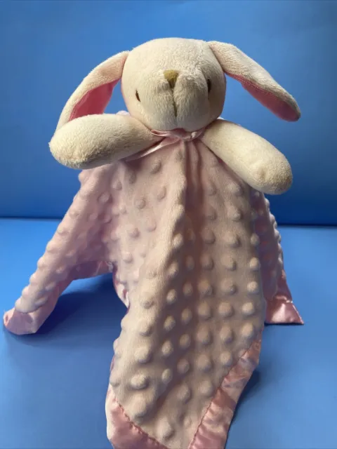 Pink Bunny Rabbit Baby Lovey Minky Dots Satin Trim Security Blanket 16”