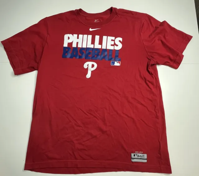 nike dri fit golf shirt mens XL red Short Sleeve Phillies T-shirt
