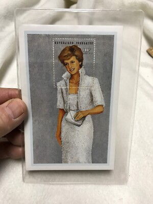PRINCESS DIANA Commemorative Sheet w Postage Stamp, White Dress, with COA