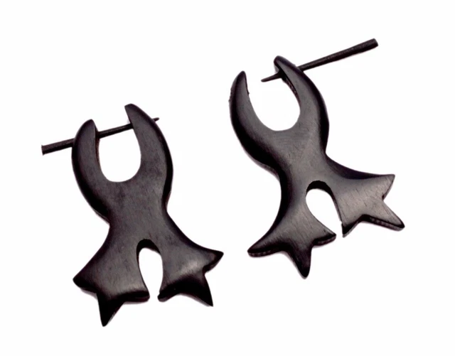 A Pair of Black Natural Wood USA Handmade Organic Coconut Wooden Earrings EAR382 2