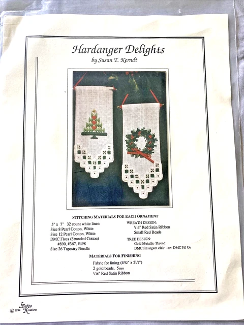 HARDANGER Delights Patrón Navidad ADORNOS Campana Tire ÁRBOL DE CORONA De Colección