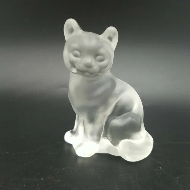 Vintage Fenton Art Glass Frosted Satin Sitting Cat Figurine Paperweight