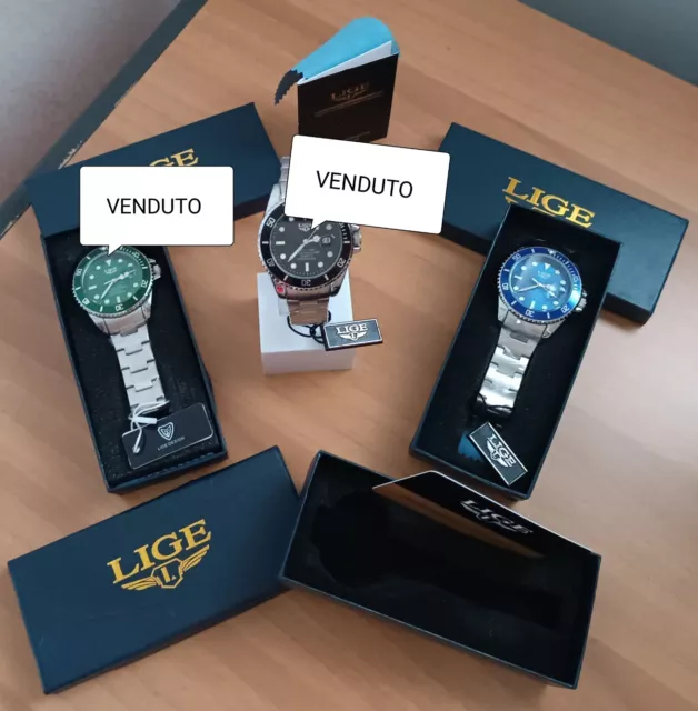 Orologio Uomo Lige Sportivo Casual Luxury Quarzo Acciaio Impermeabile Data