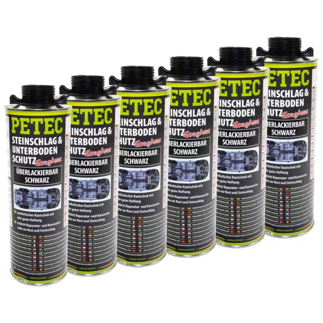 6x PETEC 1L Impact de Pierres & Protection Soubassement Saugdose Noir Trop