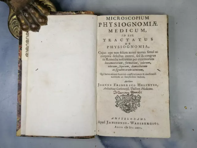 Prime Edizioni 1676 Seicentine Helvetius Microscopium Medicina Physiognomiae