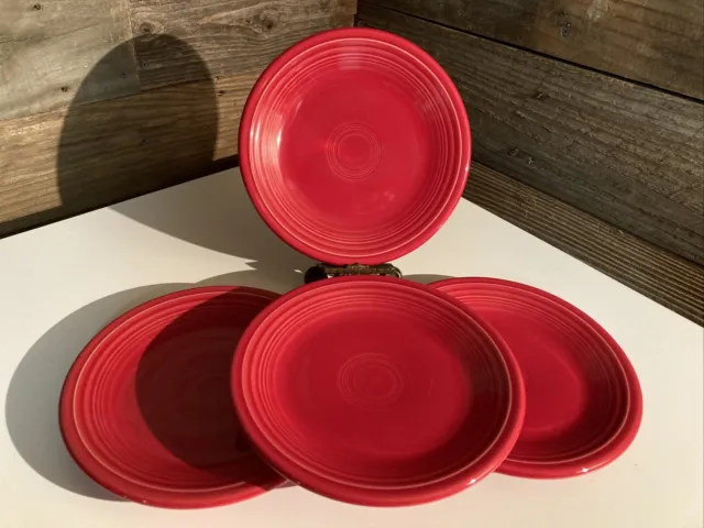 Fiestaware Scarlet Red, Salad, Dessert, Bread Plate, Fiesta Set Of 4 EUC