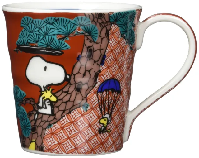 PEANUT (Snoopy) kutani-ware Mug (301ml) red-painted pattern